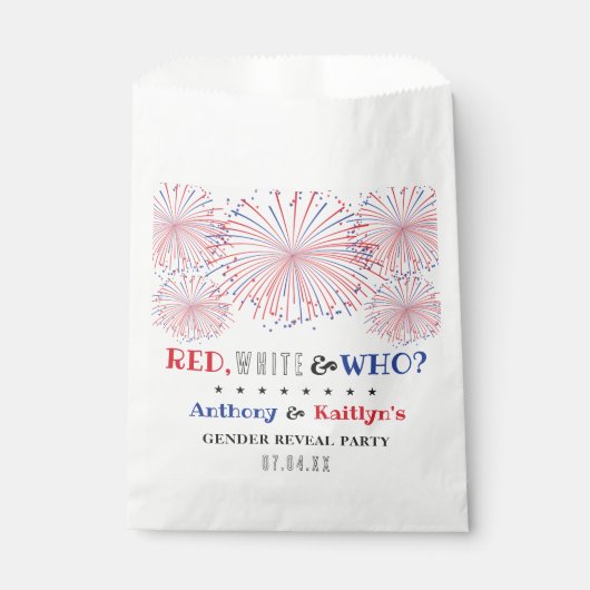 ホワイトと誰が？7月4日ジェンダー発表パーティー フェイバーバッグ (正面)