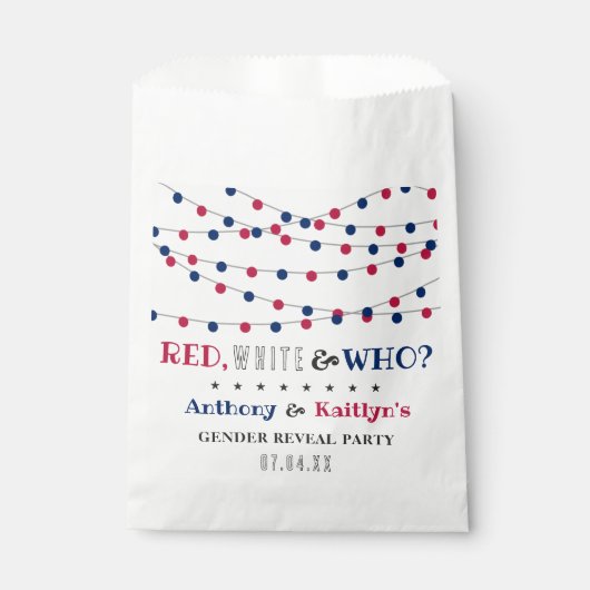 ホワイトと誰が？7月4日ジェンダー発表パーティー フェイバーバッグ (正面)