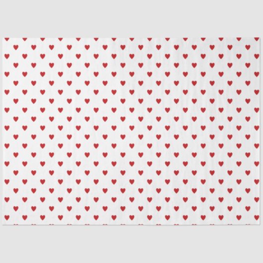 ホワイトと赤いハートティッシュペーパー 薄葉紙 (正面)