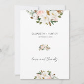 ホワイトと赤面ピンクマグノリアフローラ結婚ズ サンキューカード (正面)