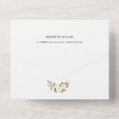 ホワイトと赤面ピンクマグノリア結婚フローラの写真 オールインワン招待状 (裏面)