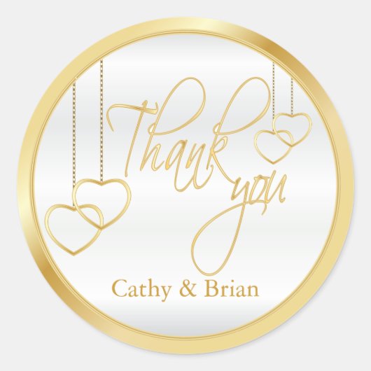 ホワイトと金ゴールドありがとう ラウンドシール (正面)