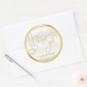 ホワイトと金ゴールドありがとう ラウンドシール (封筒)