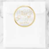 ホワイトと金ゴールドありがとう ラウンドシール (バッグ)