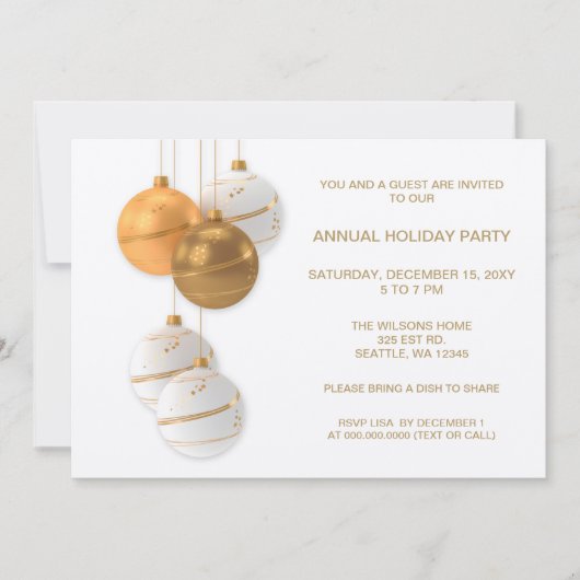 ホワイトと金ゴールドエレガントホリ企業のーパーティー 招待状 (正面)