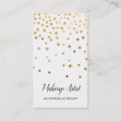 ホワイトと金ゴールドエレガント紙吹雪メイクアップアーティスト 名刺 (正面)