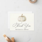 ホワイトと金ゴールドカボチャありがとうノートカード ノートカード (正面/裏面インサイチュ)
