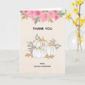 ホワイトと金ゴールドカボチャの水彩ありがとう カード (黄色い花)