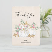 ホワイトと金ゴールドカボチャの水彩ありがとう サンキューカード (スタンド正面)