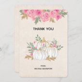 ホワイトと金ゴールドカボチャの水彩ありがとう サンキューカード (正面/裏面)