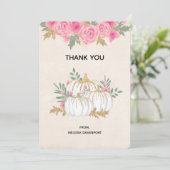 ホワイトと金ゴールドカボチャの水彩ありがとう サンキューカード (スタンド正面)