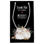 ホワイトと金ゴールドカボチャの水彩ありがとう スモールペーパーバッグ (裏面)
