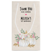 ホワイトと金ゴールドカボチャの水彩ありがとう スモールペーパーバッグ (裏面)