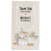 ホワイトと金ゴールドカボチャの水彩ありがとう スモールペーパーバッグ (正面)