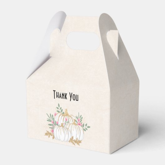 ホワイトと金ゴールドカボチャの水彩ありがとう フェイバーボックス (正面サイド)