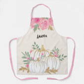 ホワイトと金ゴールドカボチャの水色 エプロン (正面)