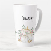 ホワイトと金ゴールドカボチャの水色 カフェラテマグ (右アングル)