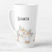 ホワイトと金ゴールドカボチャの水色 カフェラテマグ (左アングル)