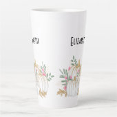 ホワイトと金ゴールドカボチャの水色 カフェラテマグ (正面)