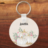 ホワイトと金ゴールドカボチャの水色 キーホルダー (正面)
