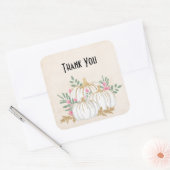 ホワイトと金ゴールドカボチャの水色 スクエアシール (封筒)