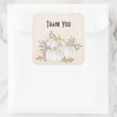 ホワイトと金ゴールドカボチャの水色 スクエアシール (バッグ)