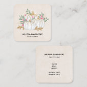 ホワイトと金ゴールドカボチャの水色 スクエア名刺 (正面/裏面)