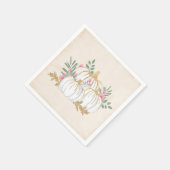 ホワイトと金ゴールドカボチャの水色 スタンダードカクテルナプキン (角)