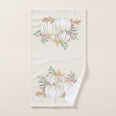 ホワイトと金ゴールドカボチャの水色 バスタオルセット (ハンドタオル)