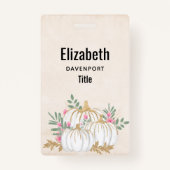 ホワイトと金ゴールドカボチャの水色 バッジ (裏面)