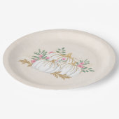 ホワイトと金ゴールドカボチャの水色 ペーパープレート (アングル)