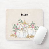 ホワイトと金ゴールドカボチャの水色 マウスパッド (マウス)