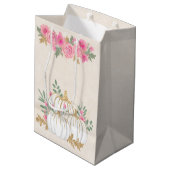 ホワイトと金ゴールドカボチャの水色 ミディアムペーパーバッグ (裏面アングル)