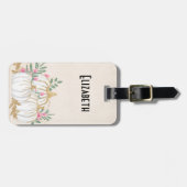 ホワイトと金ゴールドカボチャの水色 ラゲッジタグ (正面横)