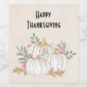 ホワイトと金ゴールドカボチャの水色 ワインラベル (シングルラベル)