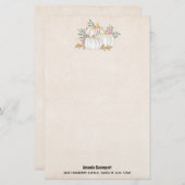 ホワイトと金ゴールドカボチャの水色 便箋 (正面/裏面)