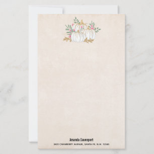 ホワイトと金ゴールドカボチャの水色 便箋