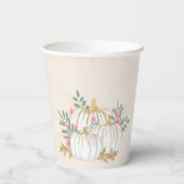 ホワイトと金ゴールドカボチャの水色 紙コップ (裏面)