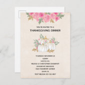 ホワイトと金ゴールドカボチャ水の色感謝祭 インビテーションポストカード (正面/裏面)