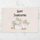 ホワイトと金ゴールドカボチャ水の色感謝祭 スパークリングワインラベル (シングルラベル)