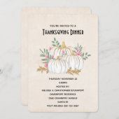 ホワイトと金ゴールドカボチャ水の色感謝祭 招待状 (正面/裏面)