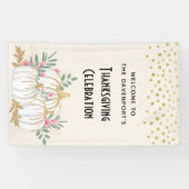 ホワイトと金ゴールドカボチャ水の色感謝祭 横断幕 (横)