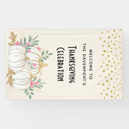 ホワイトと金ゴールドカボチャ水の色感謝祭 横断幕