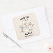 ホワイトと金ゴールドカボチャ水カラー誕生日感謝してい スクエアシール (封筒)