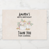 ホワイトと金ゴールドカボチャ水カラー誕生日 スパークリングワインラベル (シングルラベル)