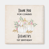 ホワイトと金ゴールドカボチャ水カラー誕生日 マグネット (正面)