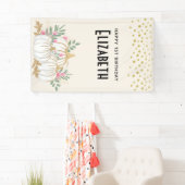 ホワイトと金ゴールドカボチャ水カラー誕生日 横断幕 (インサイチュ)