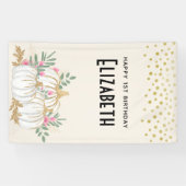 ホワイトと金ゴールドカボチャ水カラー誕生日 横断幕 (横)