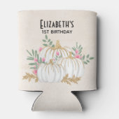 ホワイトと金ゴールドカボチャ水カラー誕生日 缶クーラー (裏面)