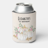 ホワイトと金ゴールドカボチャ水カラー誕生日 缶クーラー (缶裏面)